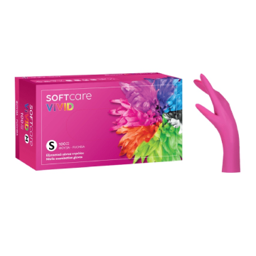 Manusi nepudrate fuchsia Bournas Medicals Soft Care Vivid Nitrile Gloves S 100 buc