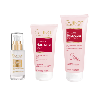 Set Hydra Spa Complete Care Guinot cu serum hidratant scrub si loțiune corp profesionala