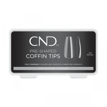 Set unghii false CND Pre Shaped Tips Coffin Balerina 100buc